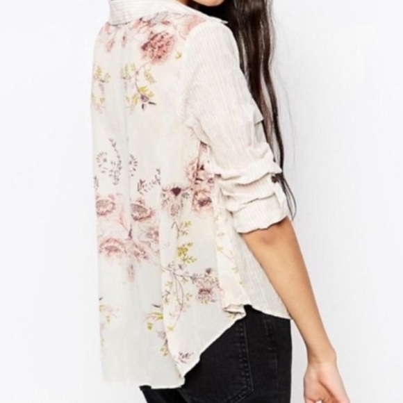 Free People Floral Back Button-Down Top - Picture 2 of 9